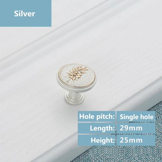 silver KAK Европейский стиль ручки шкафа современные цвета слоновой кости белые ручки для выдвижного ящика дверные ручки к шкафу модная мебель ручки - Цвет: silver