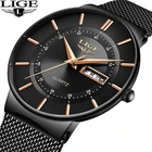 LIGE мужские спортивные часы, лучший бренд, Роскошные ультратонкие повседневные водонепроницаемые часы, кварцевые полностью стальные мужские часы, мужские часы