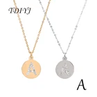 TDIYJ новый дизайн, Женские Ювелирные изделия, позолоченное и серебряное ожерелье из нержавеющей стали с буквой A, ожерелье с подвеской инициалом слова, 2 шт.