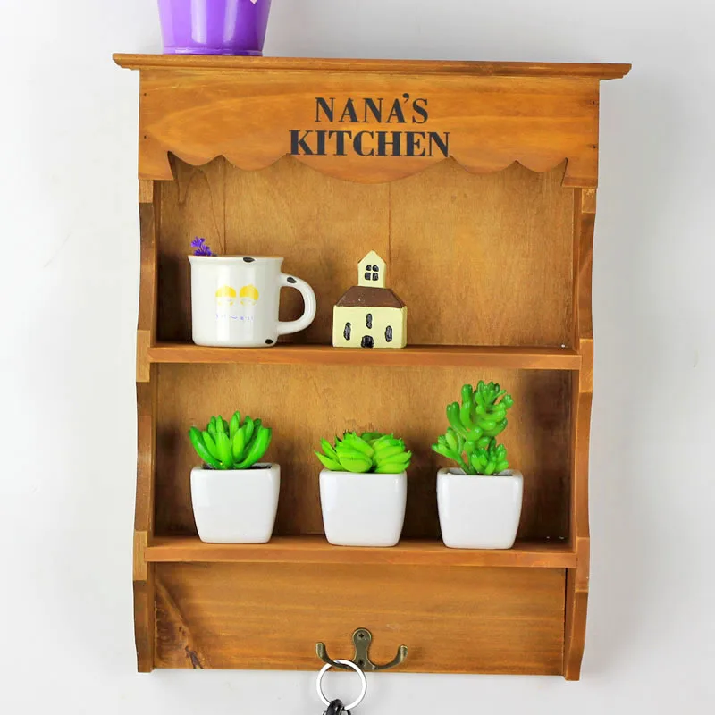 Винтаж Ретро полки с крючками древесины разное полка для ремесло настенная