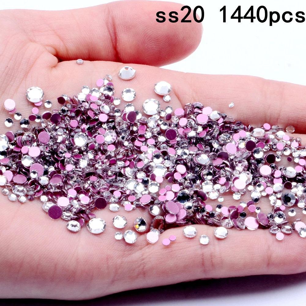 Crystal ss20 1440pcs Кристалл AB, много размеров, без горячей фиксации, с красным дном, кристаллы, стразы, стекло, клей для свадебных платьев, сделай сам, дизайн ногтей, украшения - Цвет: Crystal ss20 1440pcs