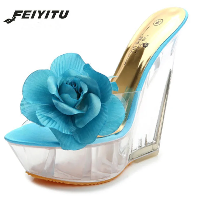 FeiYiTu/Женская обувь Обувь на очень высоком каблуке 14 см Прозрачная со стразами