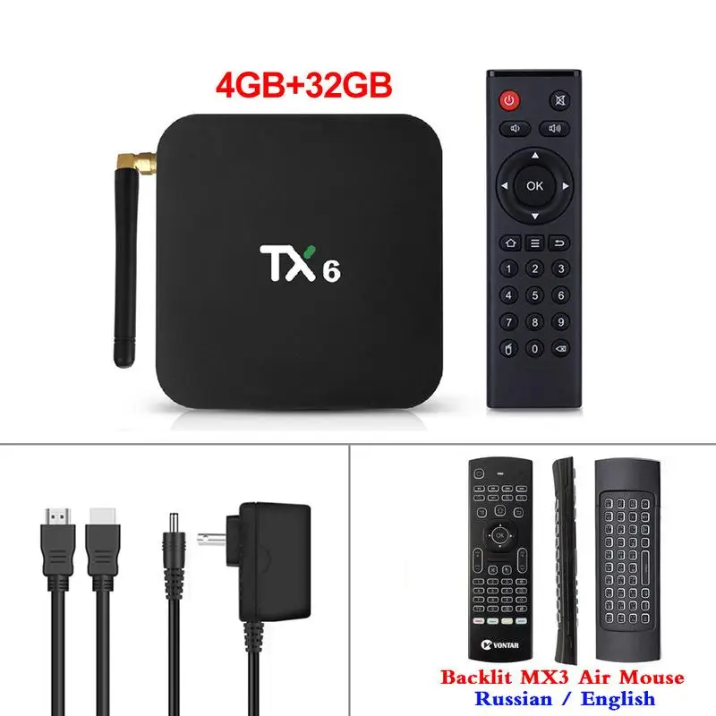 4GB32GB MX3 4 ГБ ОЗУ 64 Гб ПЗУ TX6 Мини Смарт ТВ приставка Android 9,0 Allwinner H6 2 Гб 4 к TX6 медиаплеер телеприставка 2,4 г/5 ГГц двойной WiFi BT4.1 - Цвет: 4GB32GB MX3