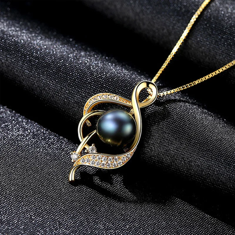 Серебро 925 пробы классика Пресноводный Жемчуг подвеска ожерелье с жемчужинами