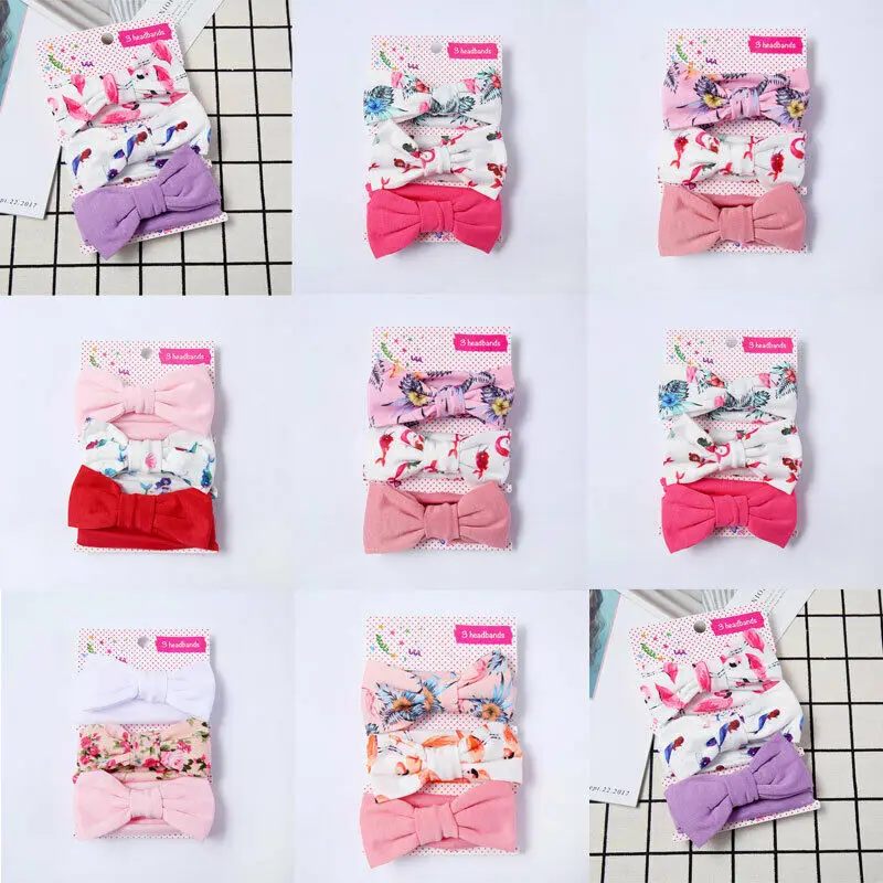 3PCS/Set Baby Girls Boys Headwear Bunny Flowers Bows Kids Turban Knot Rabbit Headband Bow Hair | Мать и ребенок