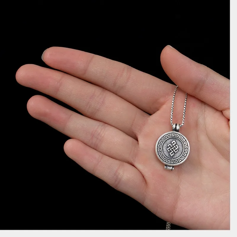 Uglyless 100% реальный твердый 990 чистого серебра кулон мантра Ожерелья без цепей