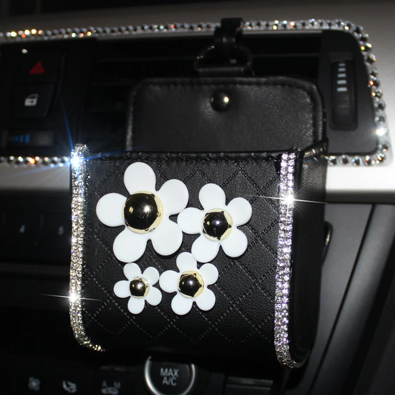 Cute Daisy Flower Car Interior Accessories - Leather Steering Wheel Cover, Hand Brake Shifter Gear Cover, Seatbelt Covers image 6