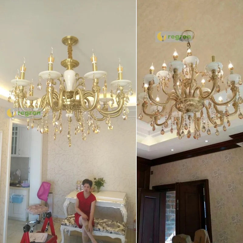 Latin American style Led Jade lamp Chandelier Crystal drop Lights sitting room Restaurant Retro hanging Copper | Лампы и освещение