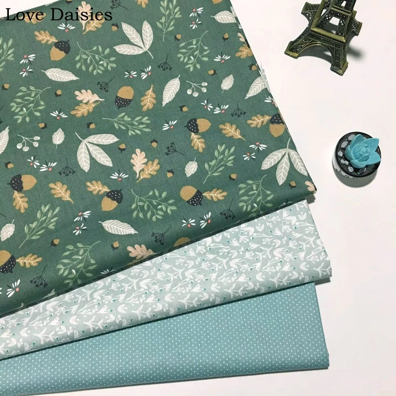 100% cotton twill pastoral green white Pineal fruit dragonfly floral flower mini dots fabric for DIY bedding patchwork handwork