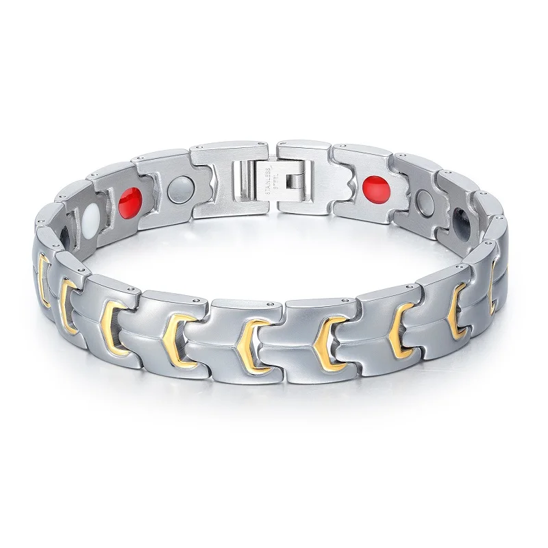 

Fashion Top Quality Men Bracelet Bangles Health Hologram Magnets Bracelets For Women Jewelry Gold Silver Color Lovers Bracelets