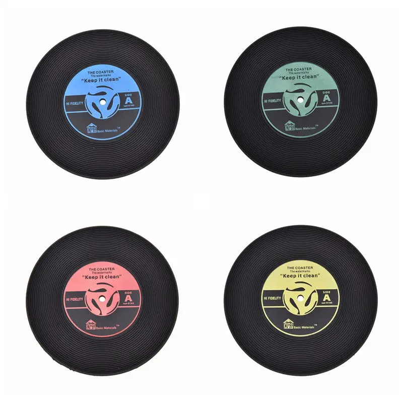 FHEAL 4 шт./компл. Ретро виниловая CD пластинка подставки для напитков подстаканник