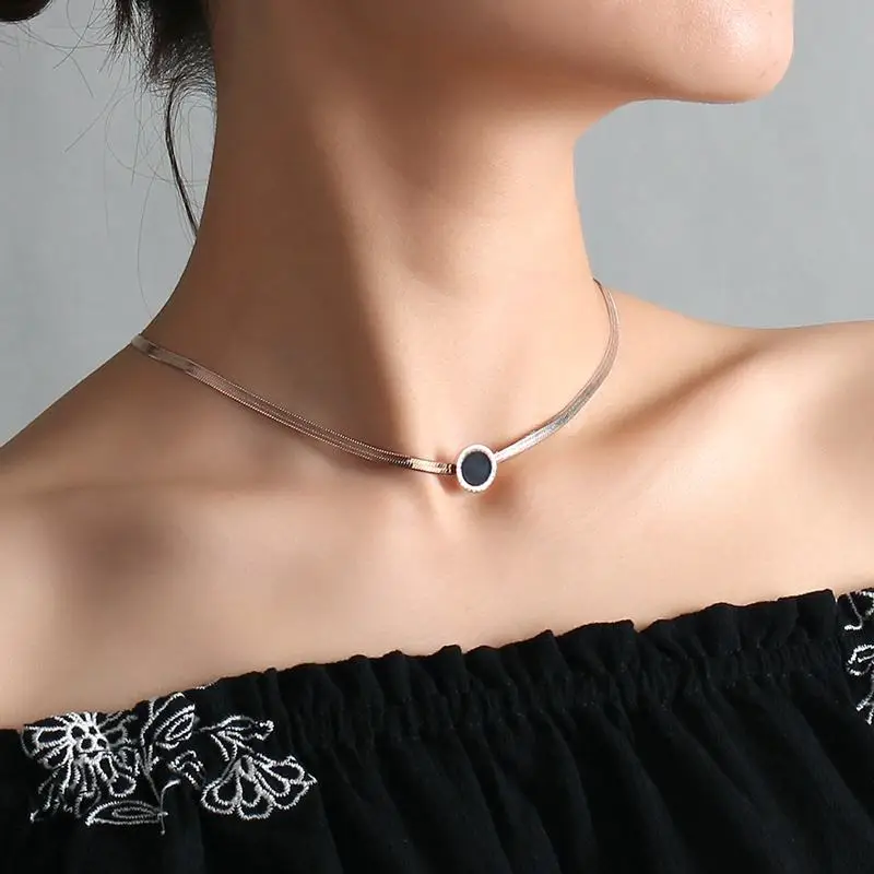 Vnox розовое золото Цвет колье Цепочки и ожерелья для Для женщин jewelry Нержавеющая