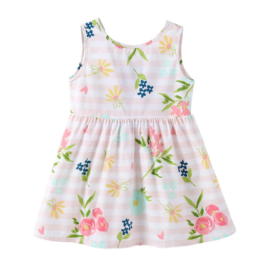 Детское платье для девочек от 1 до 6 лет платья без рукавов с цветочным принтом