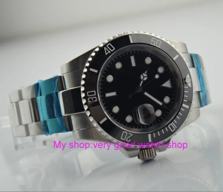 40 мм стеклянный черный керамический Безель автоматическая подсветка