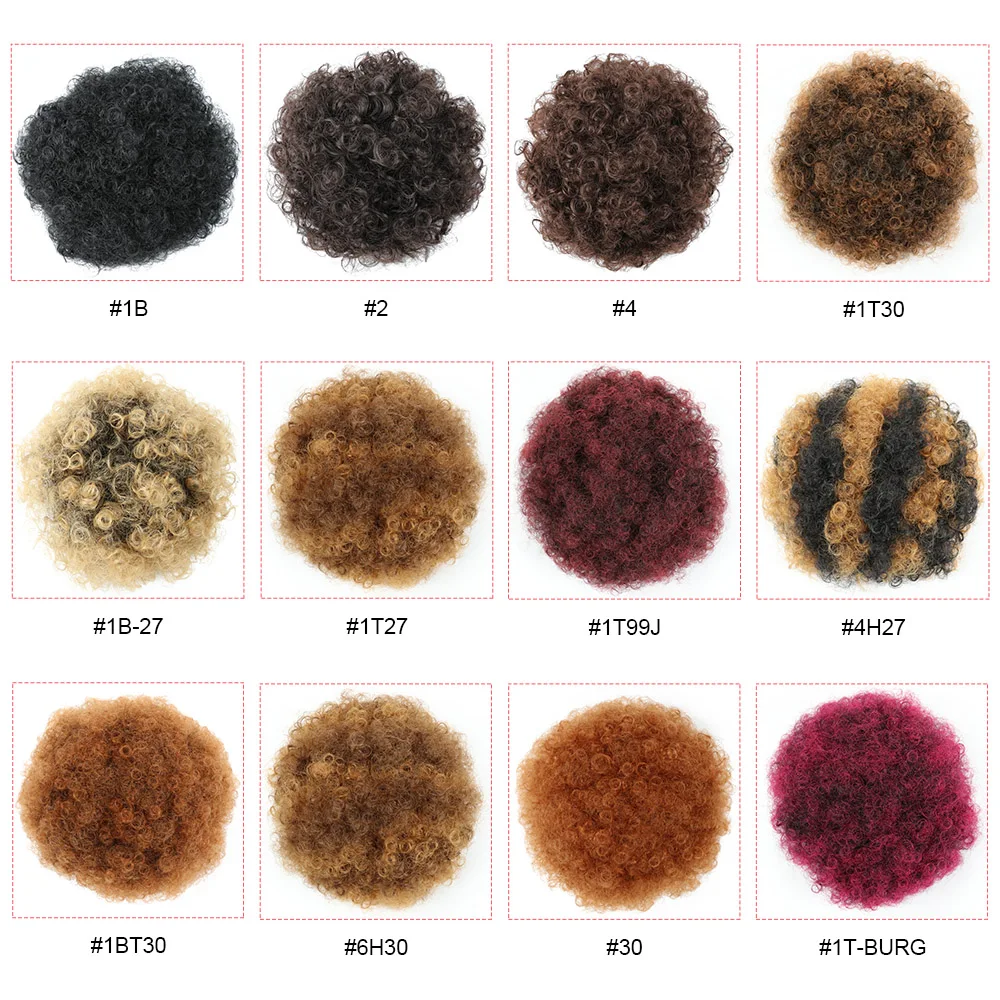 Valenwigs афро пышные короткие кудрявый шиньон волос булочка на шнурке в синтетические хвостики для прически с зажимами прядка для наращивания волос