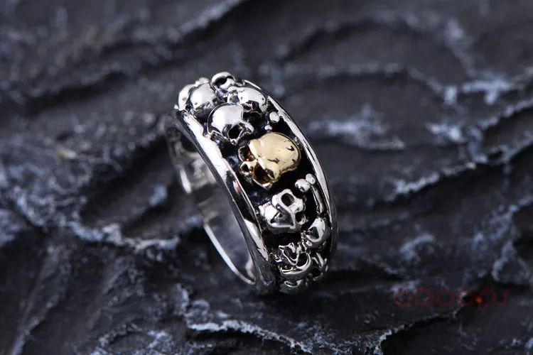 Punk Two Tone Sterling Silver Multi Skull Heads Ring for Men Women Size 8 9 10 11 11.5 Free Shipping | Украшения и аксессуары