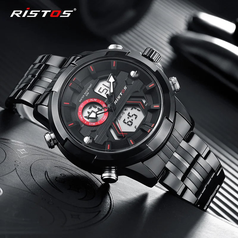 RISTOS Мужские Цифровые Аналоговые наручные часы модные Relojes Masculino Hombre