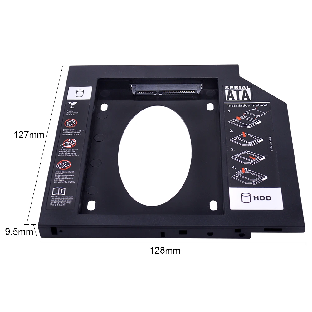 Корпус CHIPAL для второго жесткого диска корпус 9 5 мм SATA 3 0 2 дюйма ТБ 7 DVD-ROM ноутбука