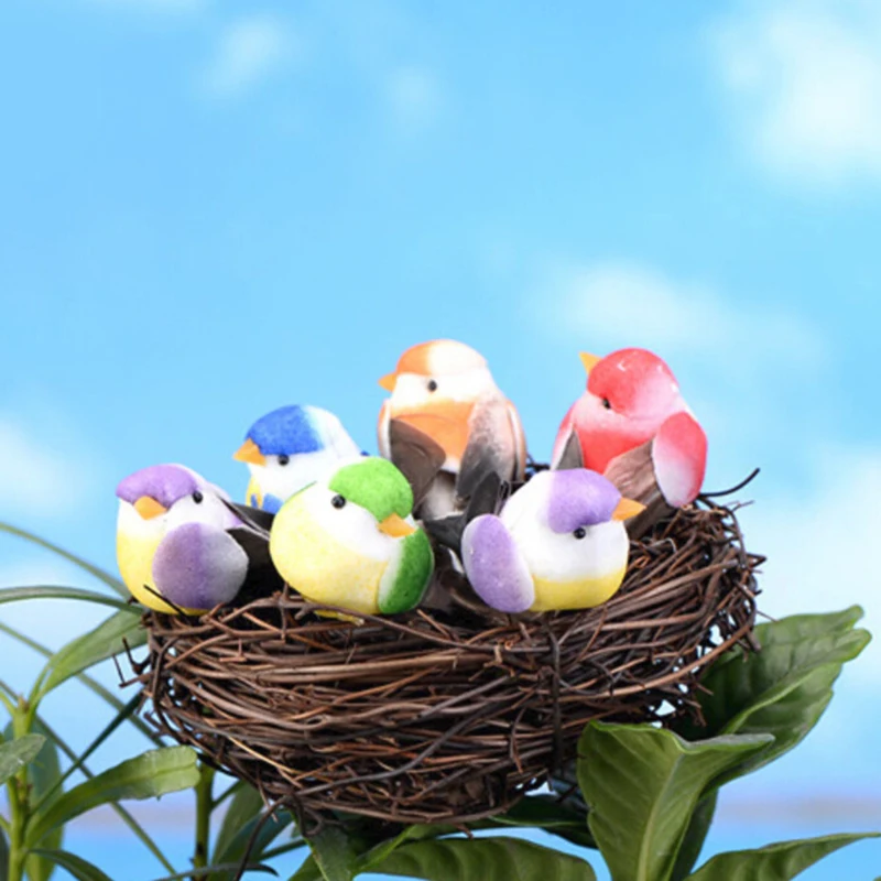 Птичье гнездо дом Искусственные Птицы яйца набор садовые украшения для патио