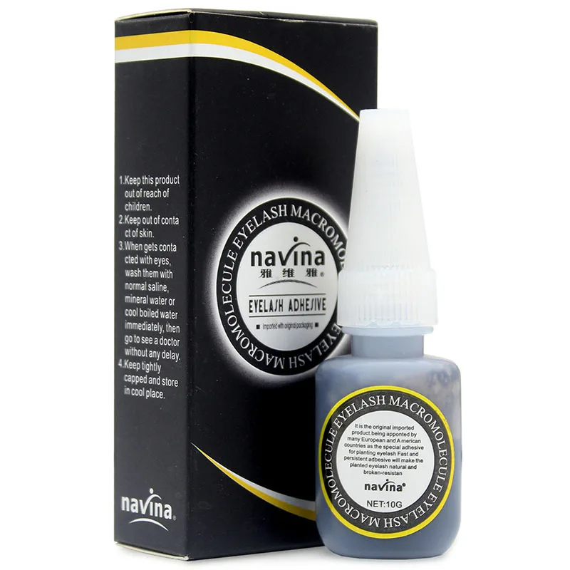 1 шт. Navina 10 г Профессиональные ресницы клей-удлинитель без запаха не стимуляция накладных ресниц черный клей с черной коробкой