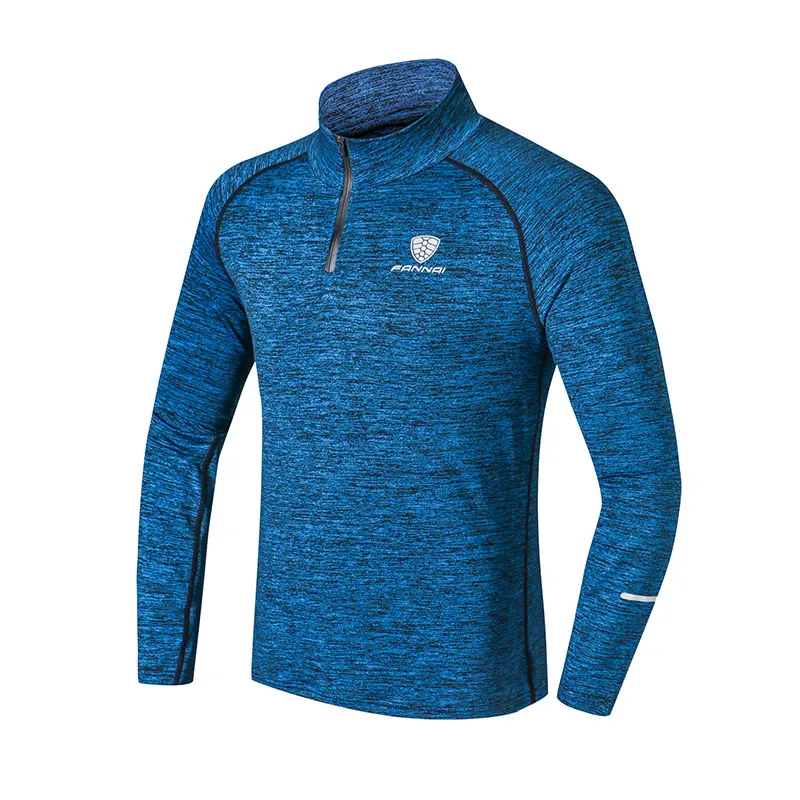 Спортивная мужская футболка с молнией быстросохнущая длинным рукавом Camisa