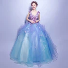Светильник-голубые платья для Quinceanera, платья ручной работы с жемчугом и цветами, платья для торжества, женские платья