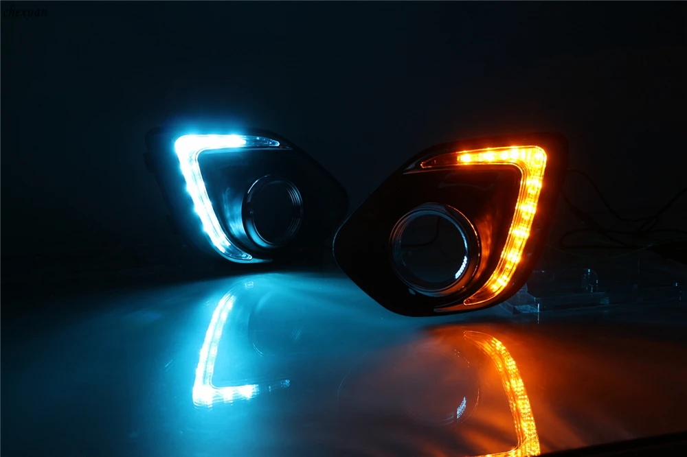 CSCSNL 1 комплект 12 в светодиодный DRL дневные ходовые огни дневного света для Mitsubishi ASX 2013 ABS Противотуманные фары крышка с поворотным желтым сигналом