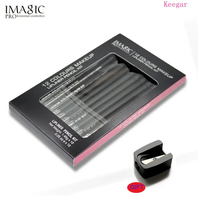 IMAGIC, 12 шт., модный стойкий влагостойкий карандаш, стойкий Водостойкий карандаш для губ, 12 цветов+ 1 шт., точилка для карандашей