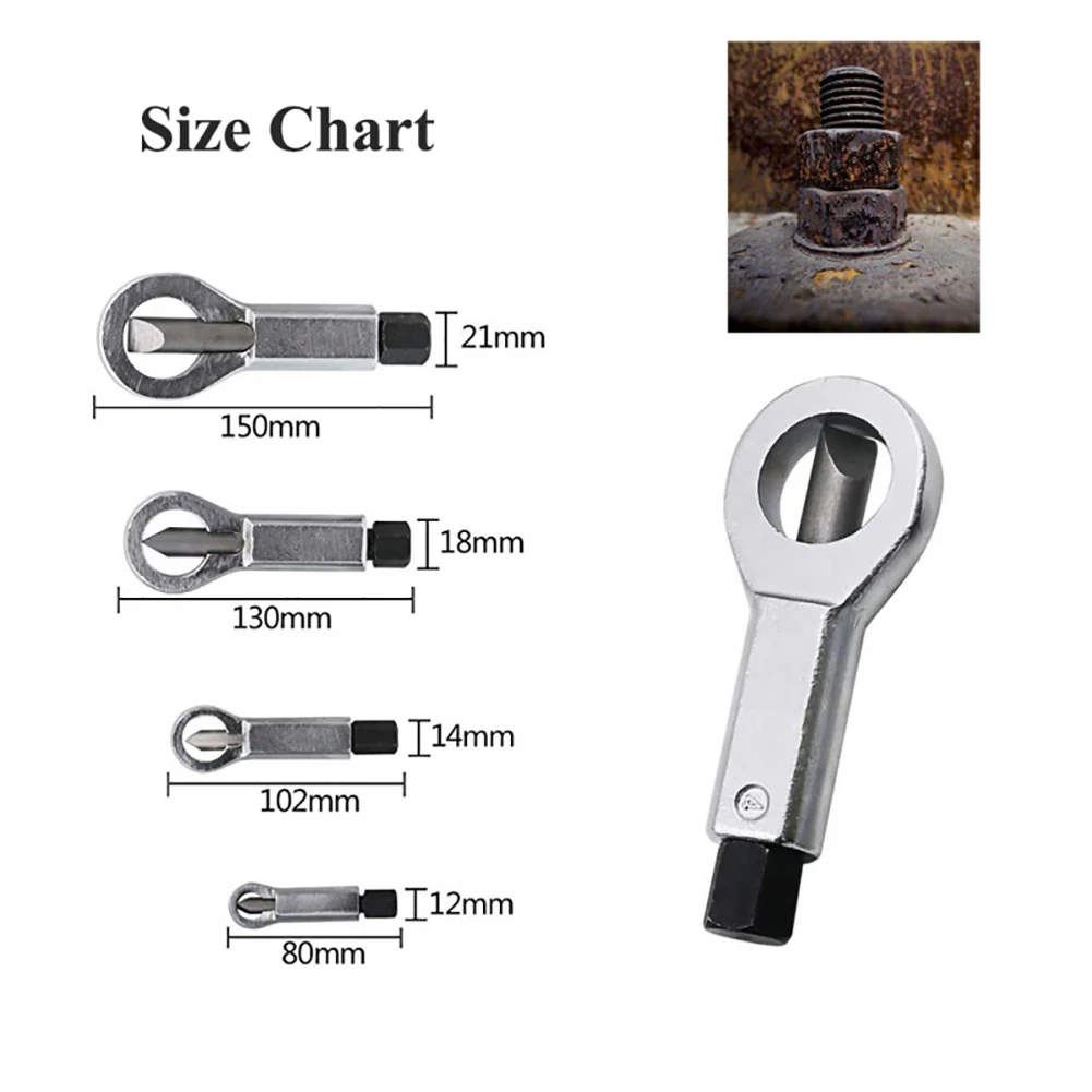 

4Pcs Heavy Duty Metal Nut Splitter Set Seized Damaged Stuck Bolts Remover Tool