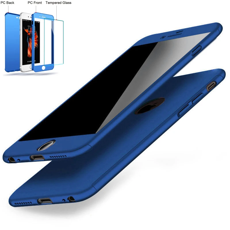 360 полный защитный чехол из закаленного стекла для iPhone X SE 6S 7 8 Plus водостойкий