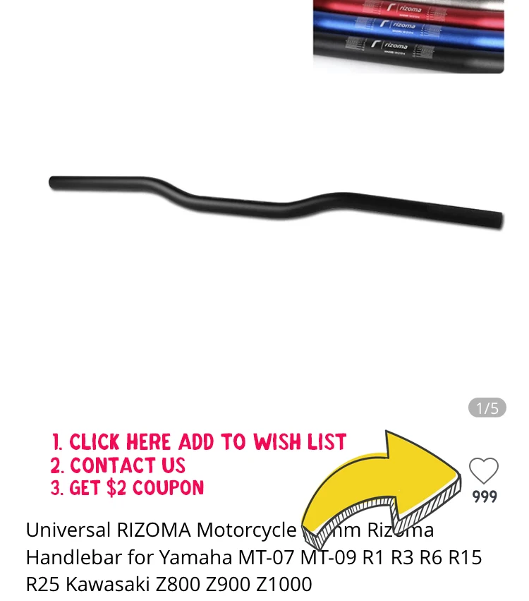 Универсальный RIZOMA мотоцикл 22 мм Rizoma руль для Yamaha MT-07 MT-09 R1 R3 R6 R15 R25 Honda CB50R CB500X Honda NC700X