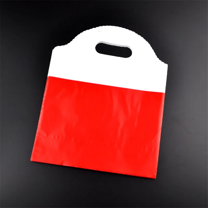 

Wholesale 100pcs/lot 25x29.5cm red plastic gift bag cosmetics boutique jewelry gift packaging plastic shopping bags with handle