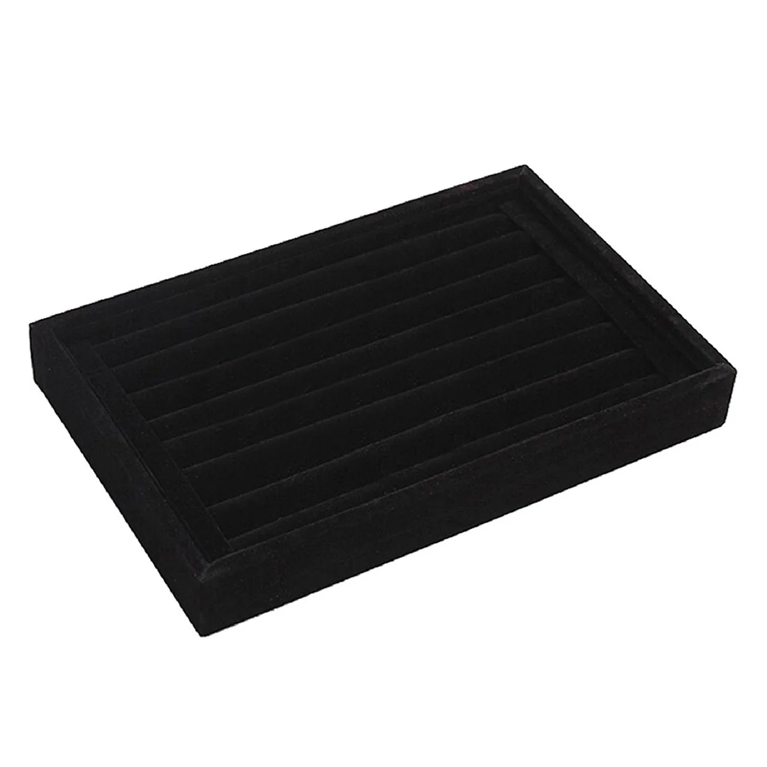 

Velvet Ring Box Jewelry Box Earrings Ring Jewelry Box Tray Box (Black)