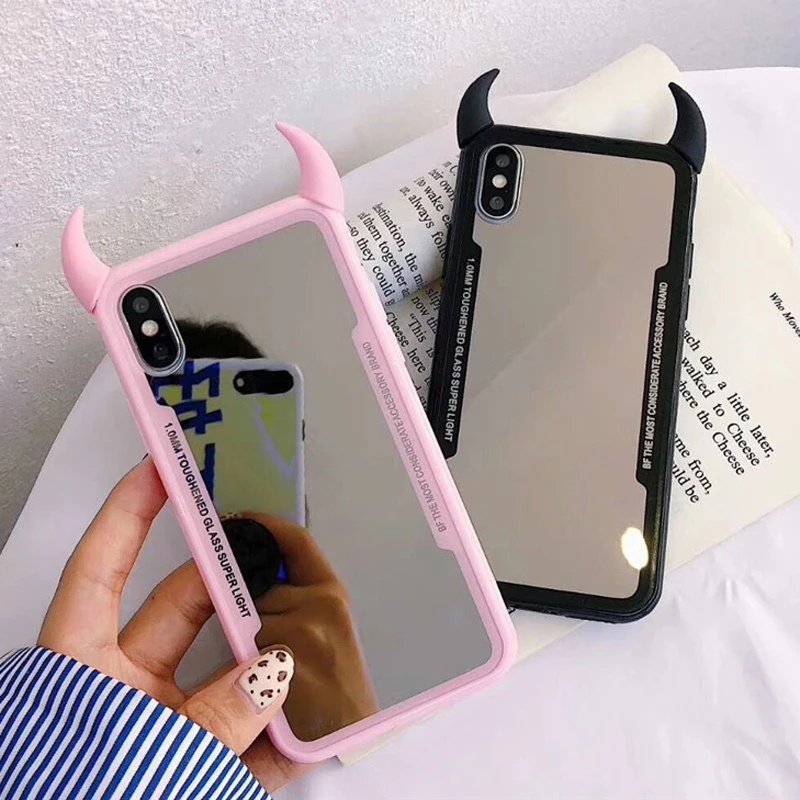 Прозрачные чехлы LOVECOM Devil Horn для iPhone 11 Pro Max XS Max XR X 6 6S 7 8 Plus, акриловая задняя крышка, чехол, подарки