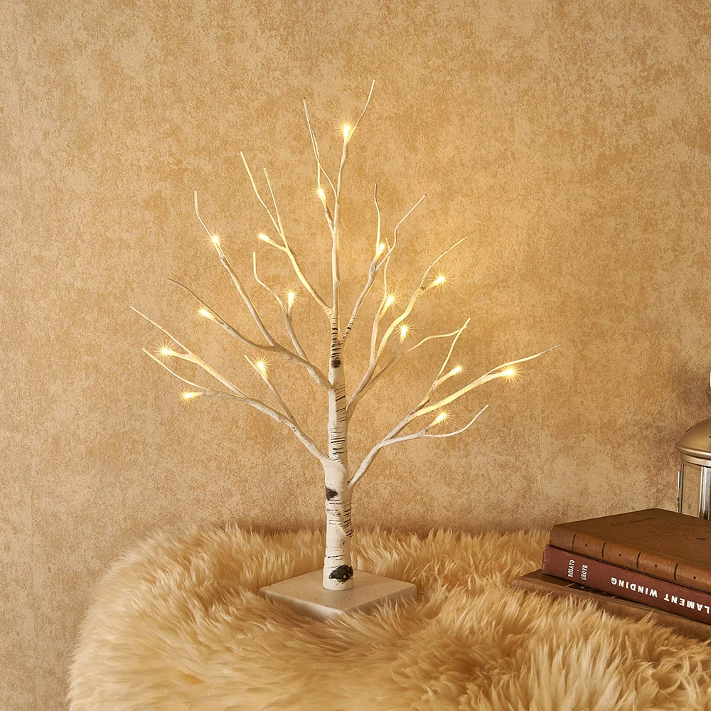 60 см Березовое дерево рождественское освещение regron deco настольные лампы серебро береза светодиодный Современный Крытый дерево лампа пейзаж ночник D25