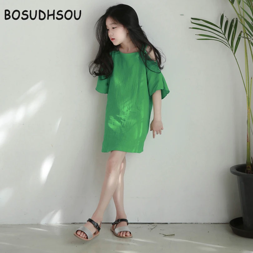 Bosudhsou/летнее платье для девочек Детские платья без бретелек праздничное