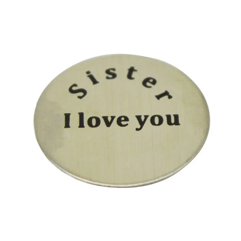 

Горячая продажа Нержавеющая сталь 22 мм плавающая подвеска 10 шт круглая сестра i love you тарелка для 30 мм стеклянные медальоны