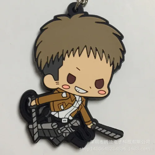 9 Attack on Titan Wings of Liberty Аниме ПВХ брелок Rivaille Levi Eren Jager Armin Arlert смешной кулон ювелирные изделия Llaveros подарки - Цвет: 9