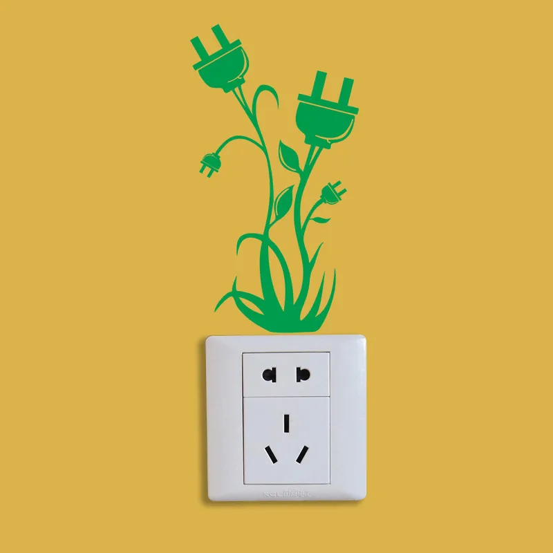 Funny Plug Flower Floral Switch Sticker Home Decoration 3121 Wall Decals Room decor Murals Poster | Дом и сад