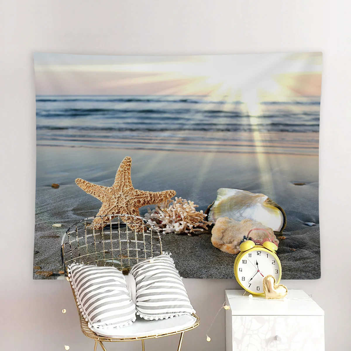 Cartoon Sailboat Sea Shell Wall Hanging Décor Decor Tapestries Bedspread Tapestry Art Scarf Wrinkle-Resistant | Дом и сад