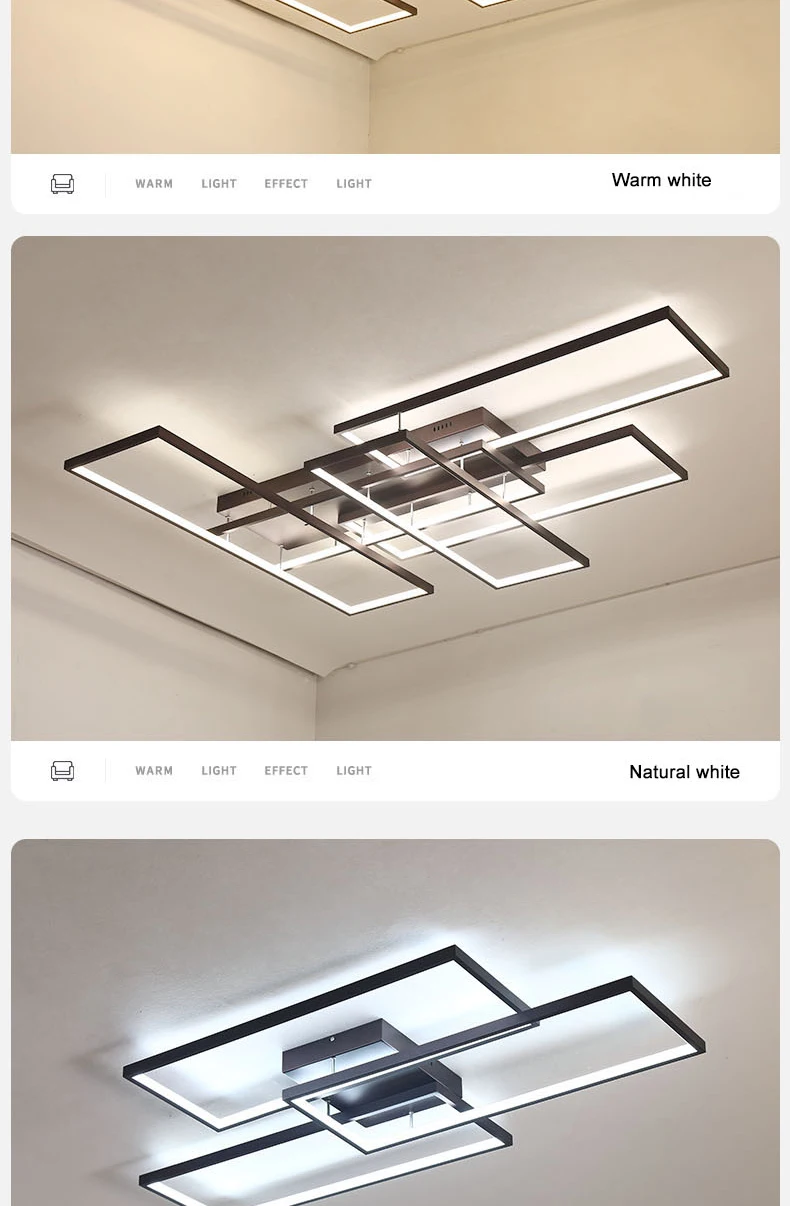 NEO Gleam DIY кофейно-белая отделка прямоугольник современные светодиодные потолочные лампы для гостиной спальни Кабинета потолочные светильники