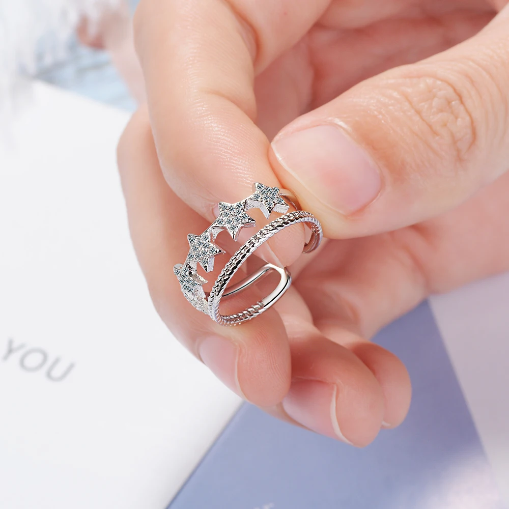 Женское регулируемое кольцо ModaOne AAAAA из стерлингового серебра 925 пробы с двойной