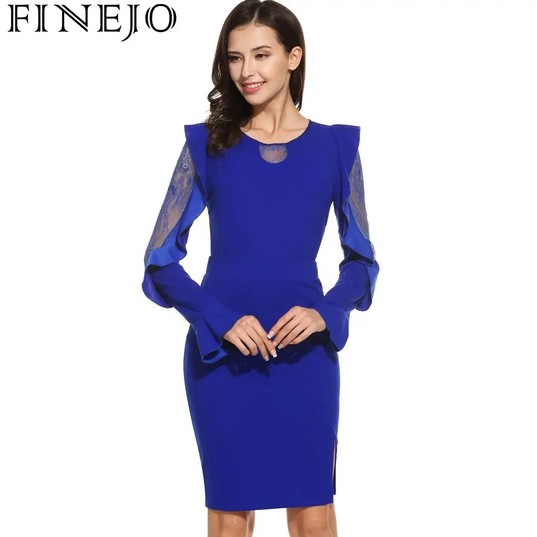 FINEJO Vestidos женское осеннее элегантное вечернее платье с длинным Расклешенным