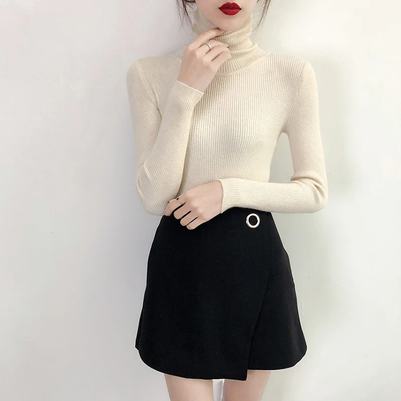 Autumn Pullover Sweater Female Pull Femme 2018 Winter Thick Warm Beautiful Turtleneck Women Long Sleeve Knit | Женская одежда