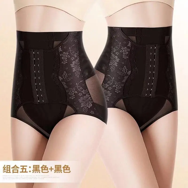 2pcs black Горячее предложение, корсет с высокой талией, Корректирующее белье со стальными костями, послеродовое Корректирующее белье для тела, для похудения, для живота, Корректирующее белье для женщин, корсет для похудения, трусы - Цвет: 2pcs black