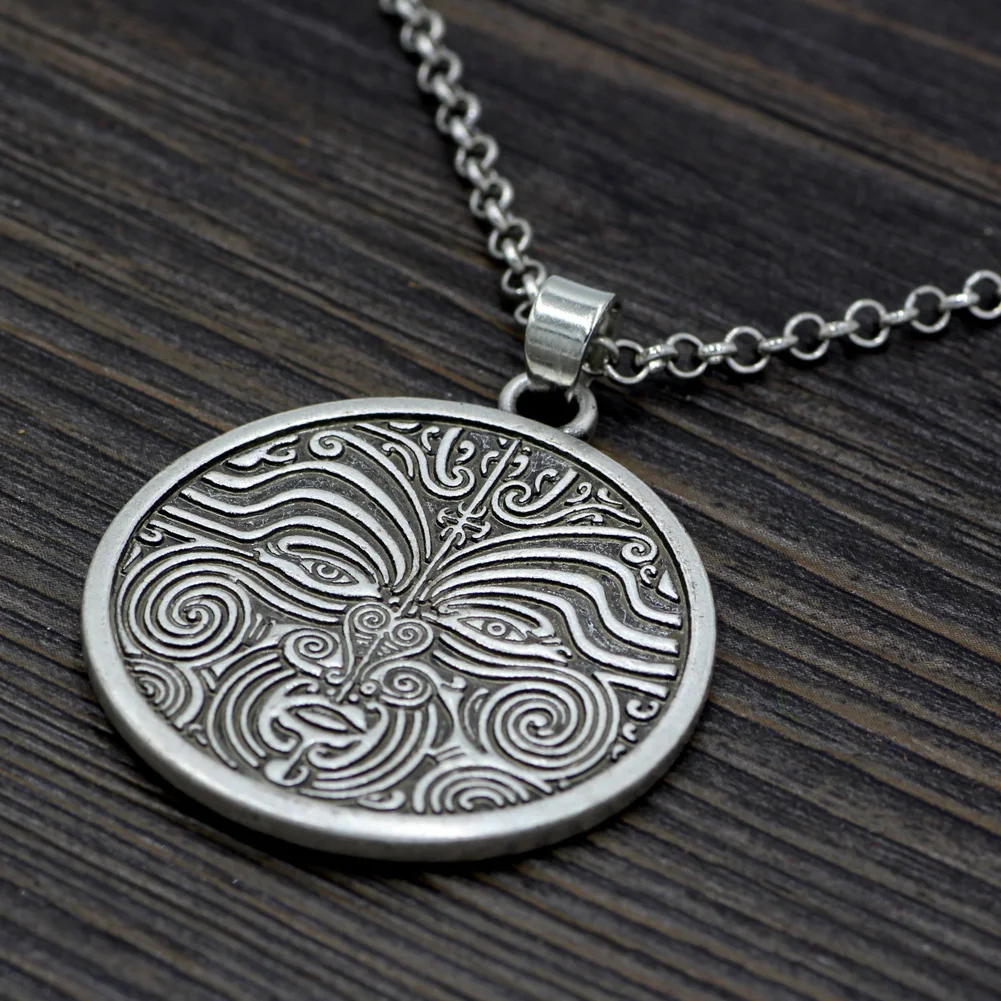 Tiki Tattoo Maori Face Mask Polynesian Hawaiian Pewter Pendant W PVC Necklace | Украшения и аксессуары