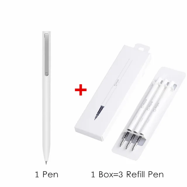 with 3 Refill black Xiao mi jia Sign Pen 9,5 мм ручка для подписи PREMEC гладкая швейцарская сменная ручка mi Kuni японская черная ручка mi для офиса и дома - Цвет: with 3 Refill black