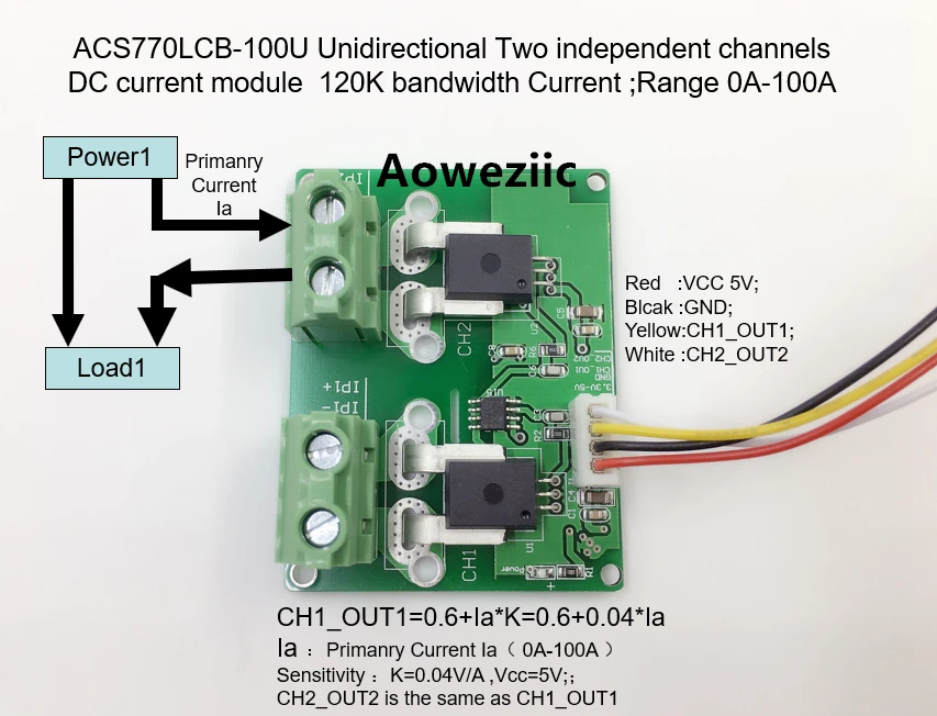 Aoweziic ACS770LCB 100U ACS770 однонаправленный два независимых канала модуль обнаружения