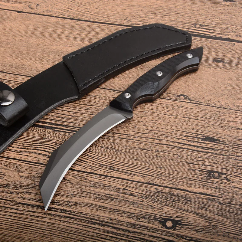 Karambit Fxied blade Knife 440c Blade G10 handle Pocket Outdoor Camping EDC Tools Survival Tactical knives with leather | Инструменты
