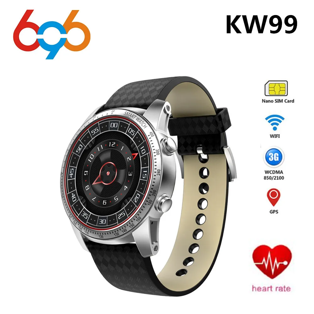 696 KW99 3g Smartwatch телефон Android 5 1 39 ''MTK6580 4 ядра 8 ГБ Встроенная память монитор